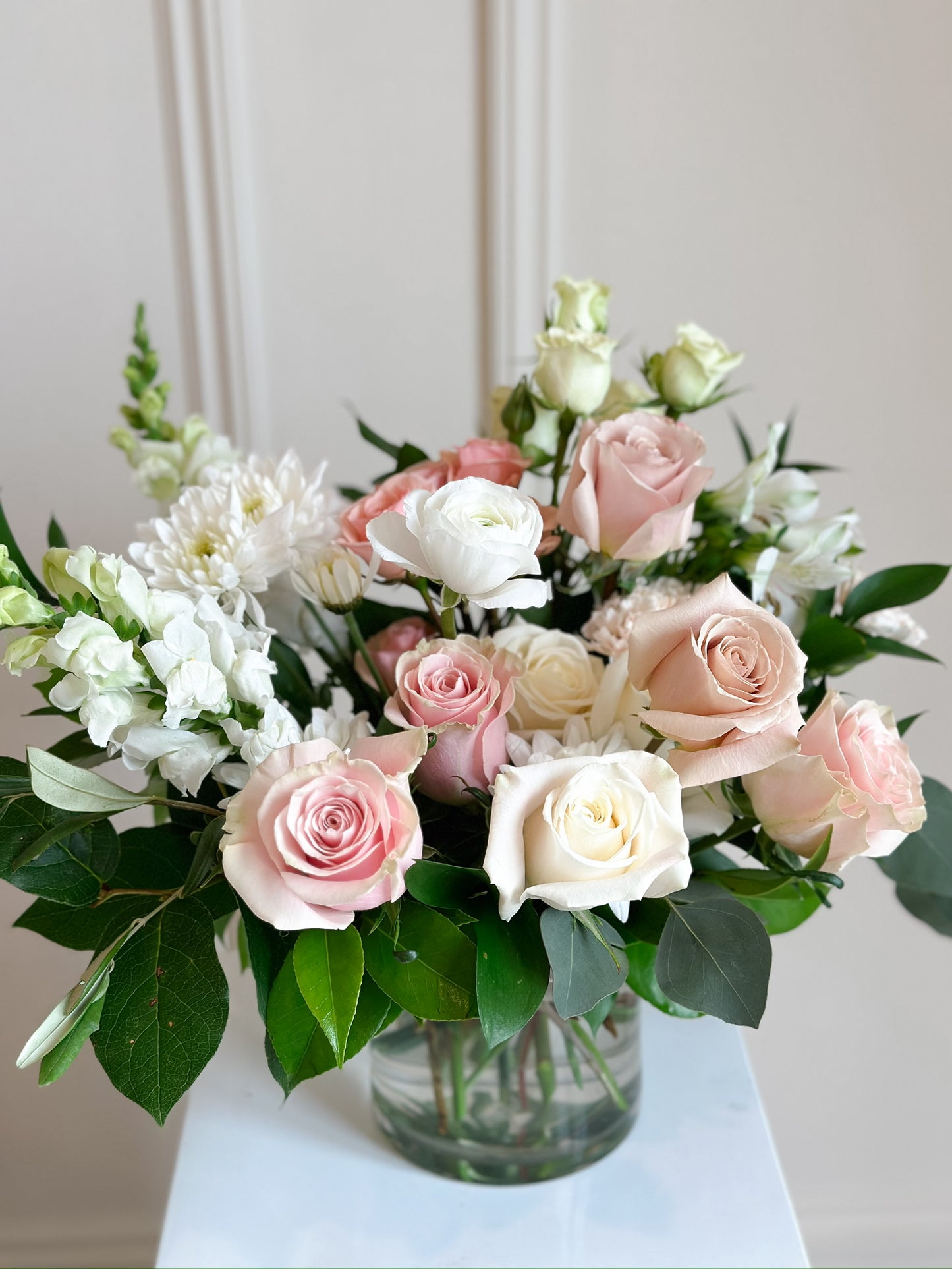 white pink neutral flowers
